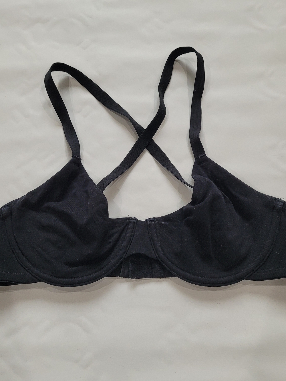 Cotton Black Underwire Bra with Cross-Back Straps